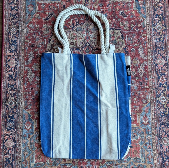 ♦️3 for $15 Lancome Navy and Cream Canvas Tote Bag - Picture 8 of 8